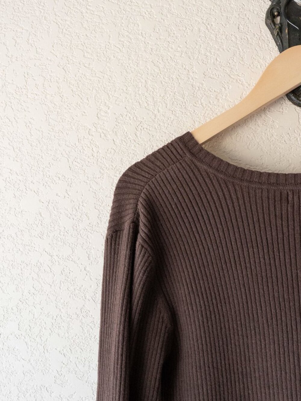 St John's Bay Sweater Womens XL Brown Ribbed V Neck Cotton Knit Pullover - Picture 11 of 14